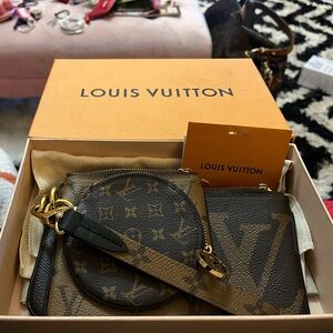 Authentic Louis Vuitton Monogram Trio Pouchette M68756 in great condition